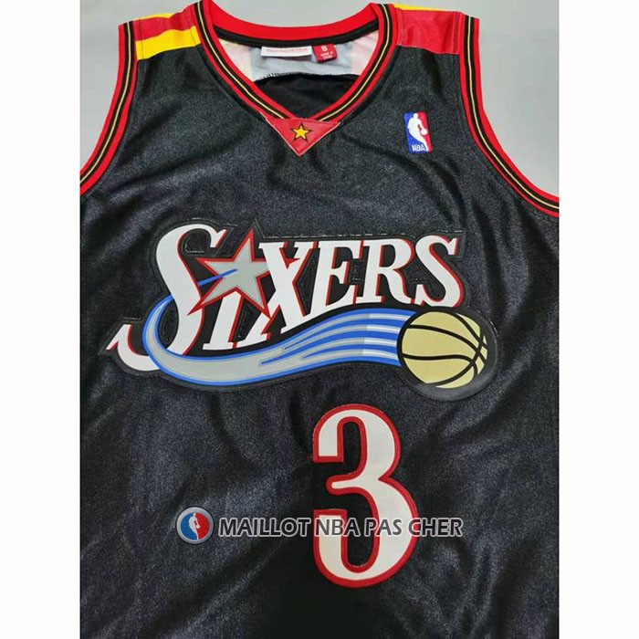 Maillot Philadelphia 76ers Allen Iverson NO 3 Mitchell & Ness 2006 Noir